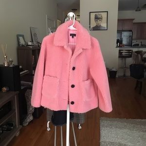 Topshop pink teddy coat